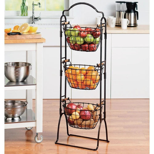 Gourmet Basics Harbor Adjustable Standing 3-Tier Metal Storage Rack