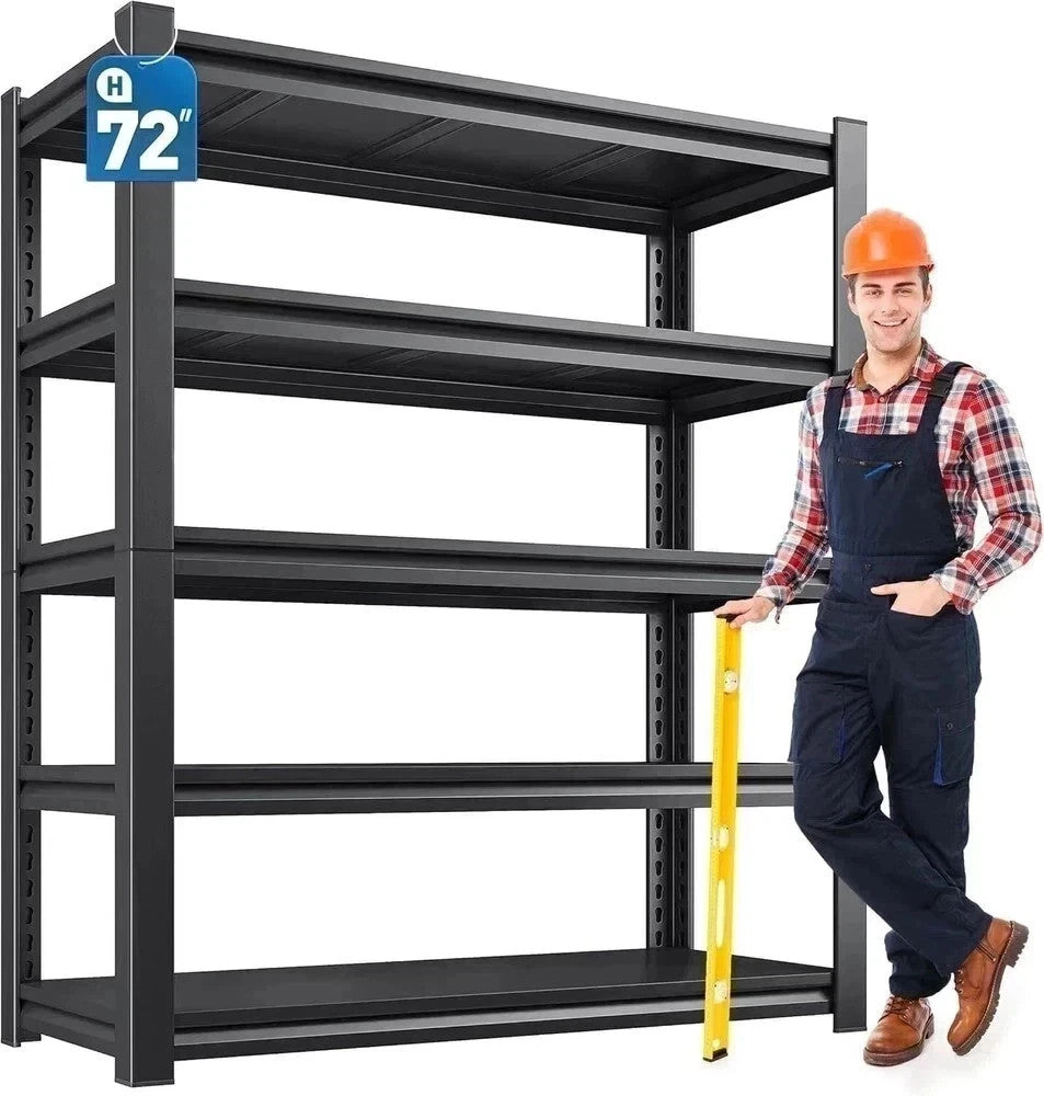 72" H Garage Shelving Heavy Duty 3000 LBS 5 Tier Storage Shelves Adjustable